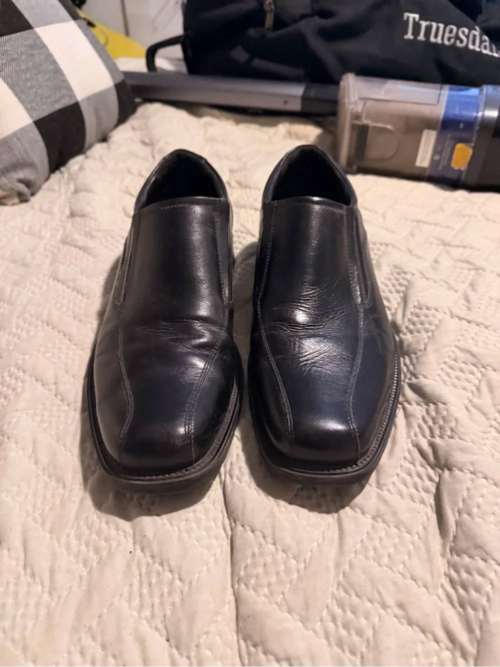Franco Fortini Black Leather Slip-On Loafers